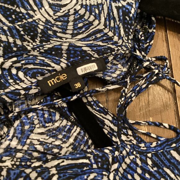 Maje Rufflani Ruffled 3/4 sleeve blue Midi Dress size 36 US 2 / 4 - Picture 6 of 10